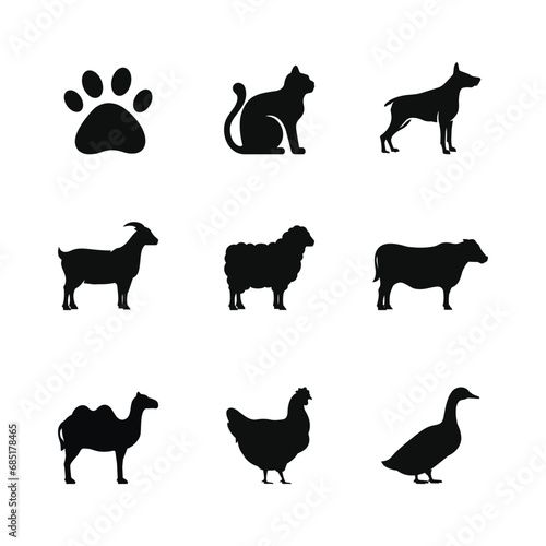 Animals icon set isolated on white background