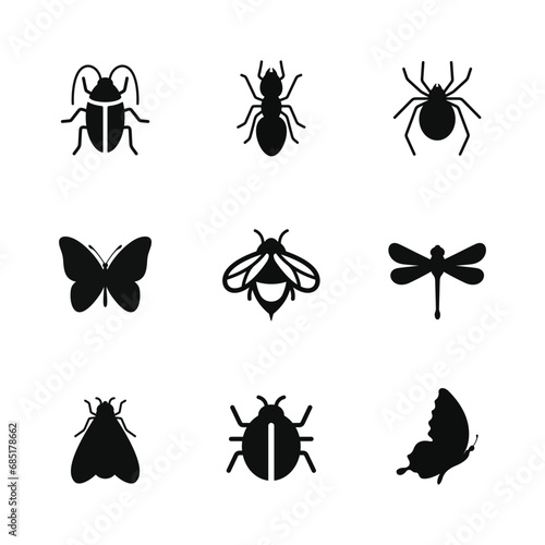Insects icon set isolated on white background