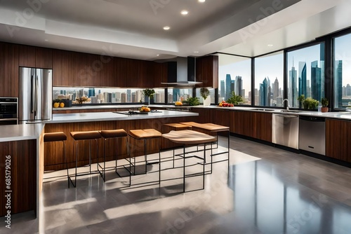 modern kitchen interior with table