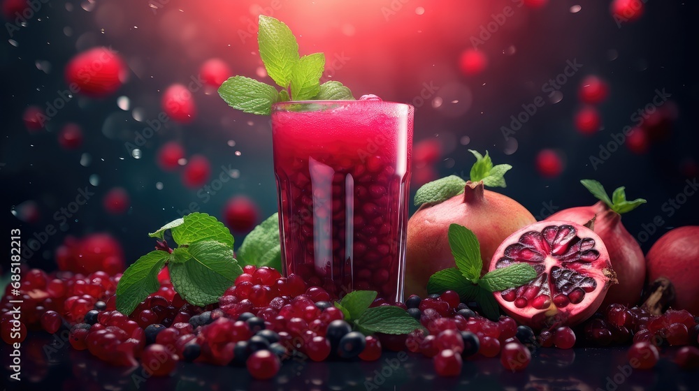 Fototapeta premium natural healthy juice drink antioxidant illustration sweet water, detox fresh, summer fruit natural healthy juice drink antioxidant