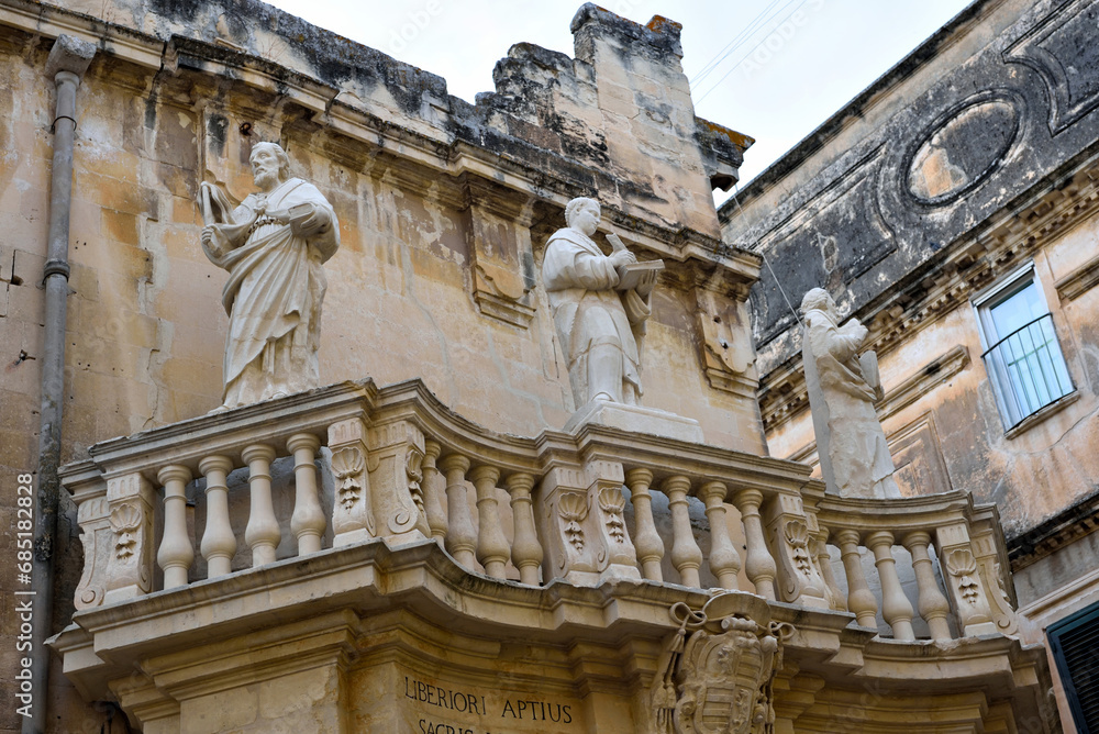 statues in the cathedral square Lecce Italy statues in the cathedral square Lecce Italy