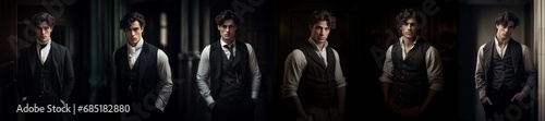 Mega Set of handsome Vintage era men - Elegantly dressed in a suit - Victorian - Edwardian - Regency - HD Collection