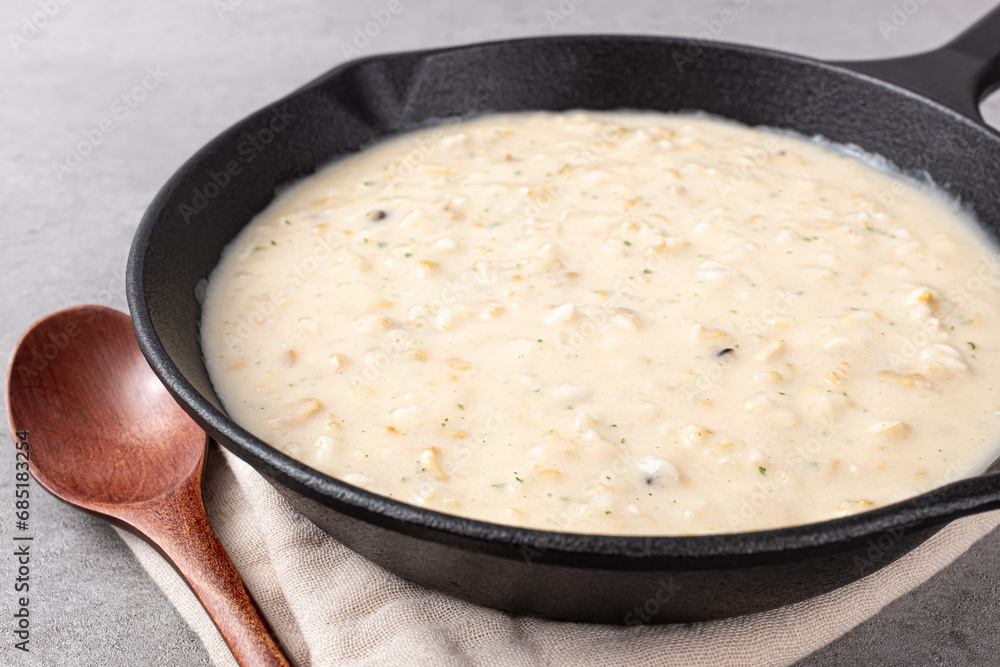 Italian food creamy risotto made with rice and cream Italian food creamy risotto made with rice and cream