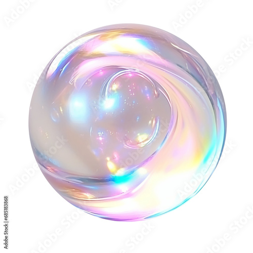 Colorful glass marble isolated on white transparent background, PNG