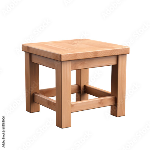 Stool, wooden furniture table isolated on white transparent, PNG