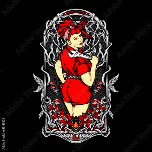 sexy charming girl illustration for t shirt design and other