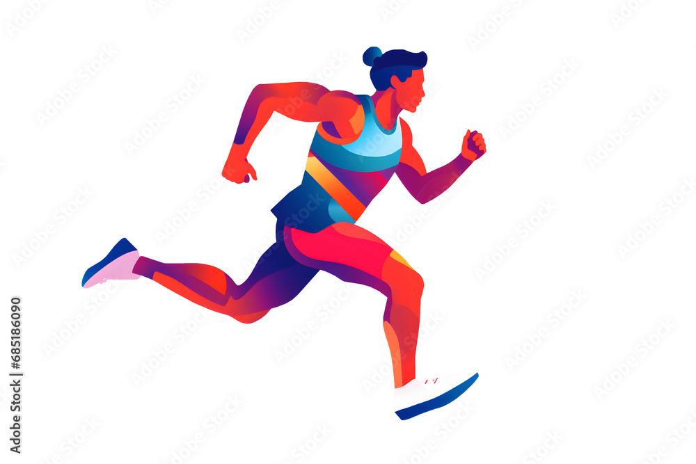 Design for emblem of run sport. illustration athlete runner in motion, transparent background.