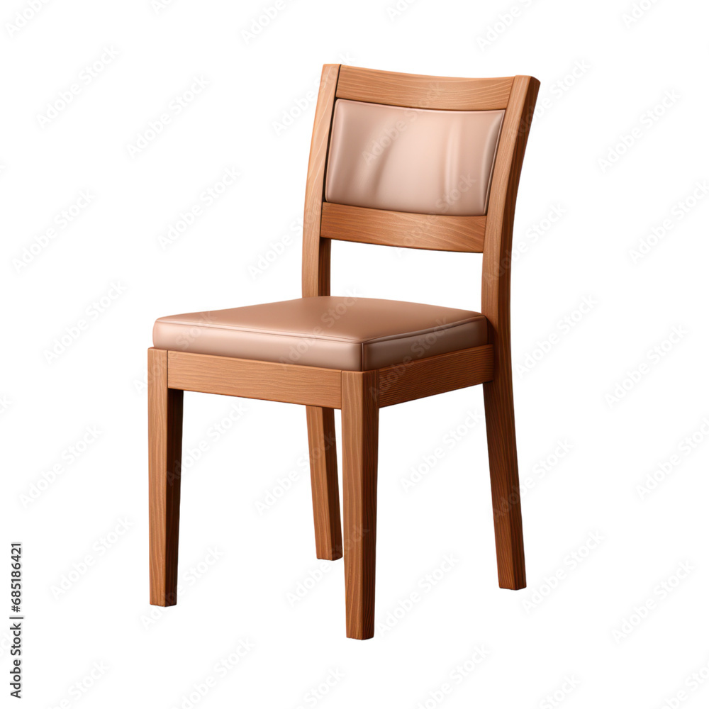 Chair wooden home furniture with leather isolated on white transparent, PNG Chair wooden home furniture with leather isolated on white transparent, PNG