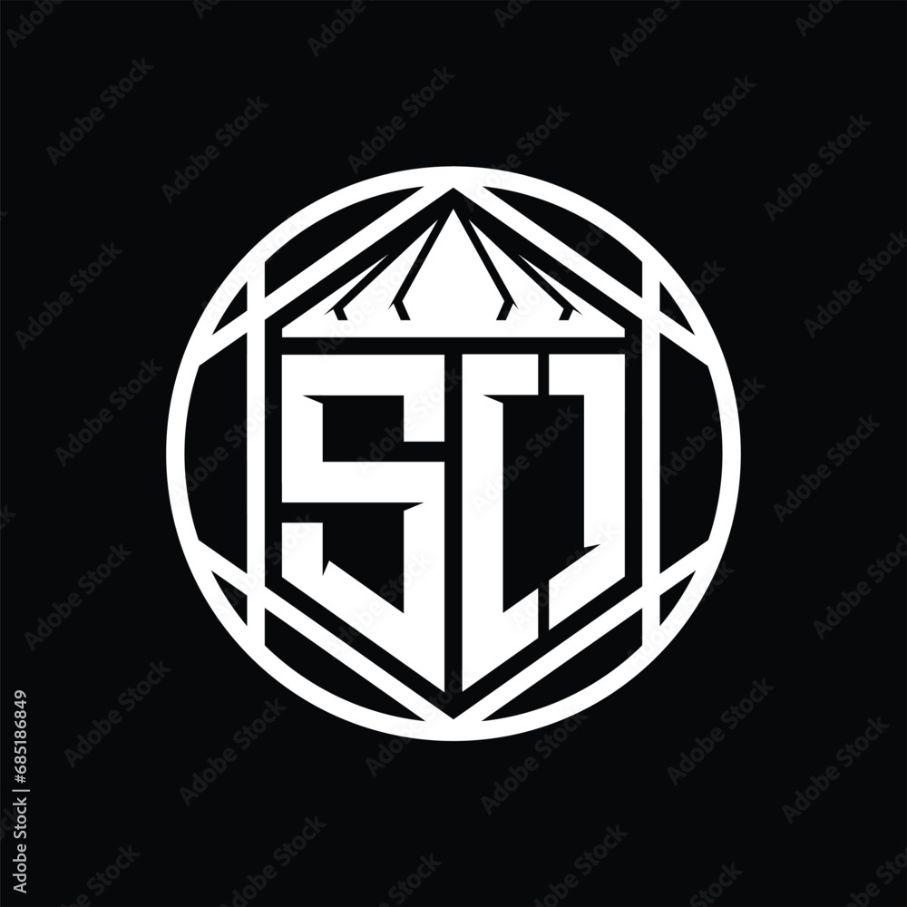 SO Letter Logo monogram hexagon slice crown sharp shield shape isolated circle abstract style design SO Letter Logo monogram hexagon slice crown sharp shield shape isolated circle abstract style design