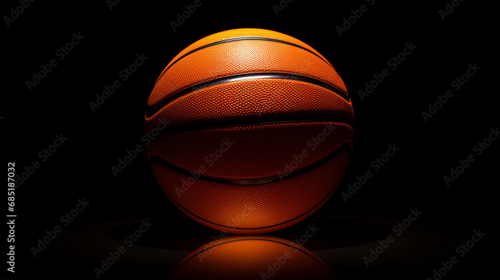 Ballon de basket-ball orange sur fond noir