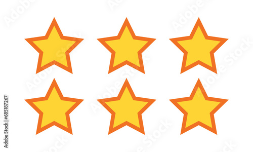 Set of favorite Gold or flat star icons for apps and websites.