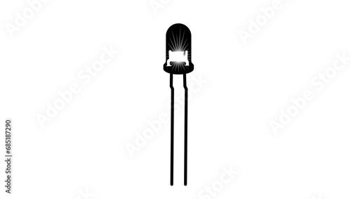 Light Emitting Diode, black isolated silhouette