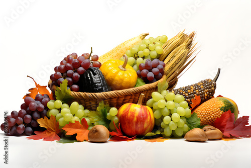 fruits and vegetables white background  AI Generated 