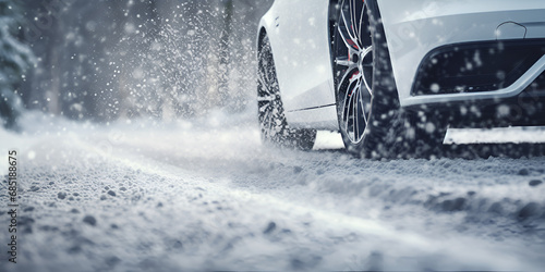 car wash in snow,Winter tire detail of car tires in winter on the road covered with snow,Closeup view of winter tires on a road covered with snow in cold freeze winter months,A car on a snowy road  © Imran