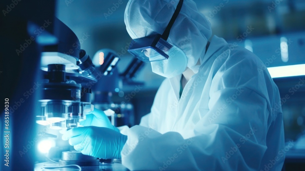 scientist working with microscope in laboratory.Generative ai scientist working with microscope in laboratory.Generative ai