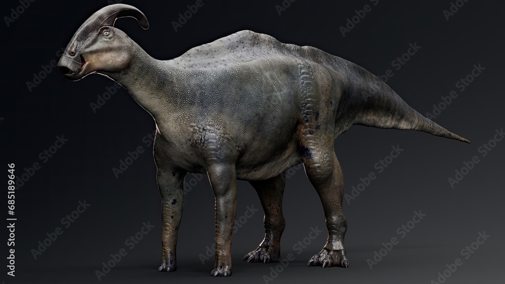 Fototapeta premium Parasaurolophus render of background. 3d rendering