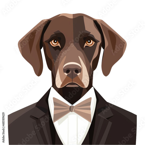 Dapper Dog in a Classy Tuxedo and Stylish Bow Tie © LUPACO PNG