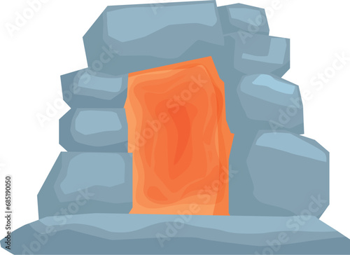 Rock stage portal icon cartoon vector. Teleport wizard frame. Stand time door