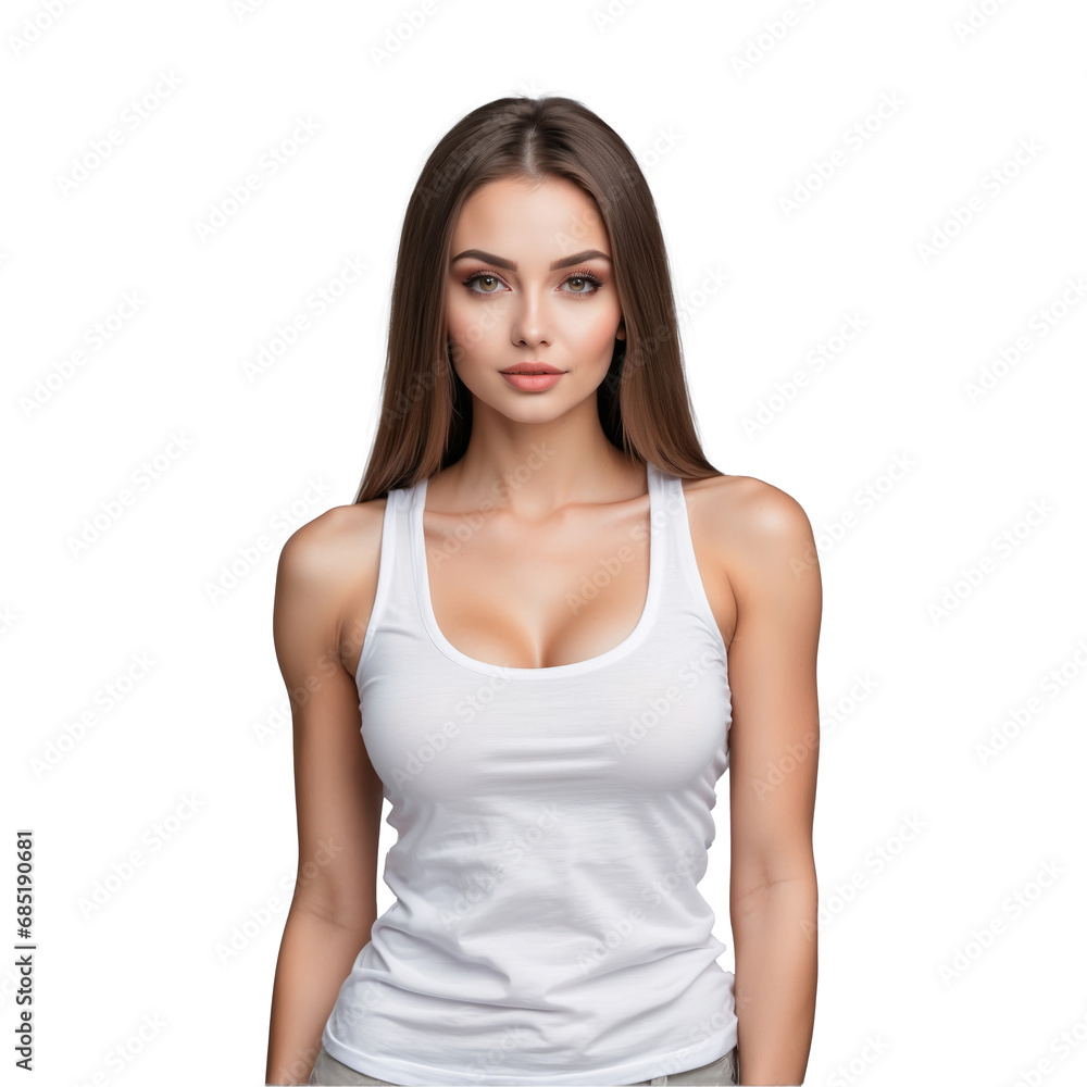 Woman wearing tank top isolated on transparent background Woman wearing tank top isolated on transparent background