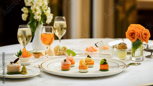 Food, hospitality and room service, starter appetisers as exquisite cuisine in hotel restaurant a la carte menu, culinary art and fine dining