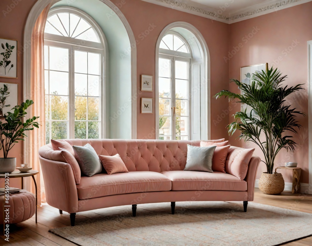 6. transitional three-seater sofa with a blend of modern and traditional elements. generative AI 6. transitional three-seater sofa with a blend of modern and traditional elements. generative AI