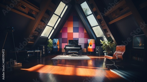 Retro-Modern A-Frame Recording Studio in Nature s Embrace