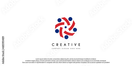 Abstract People symbol, togetherness and community concept design, creative hub, social connection icon, template and logo set