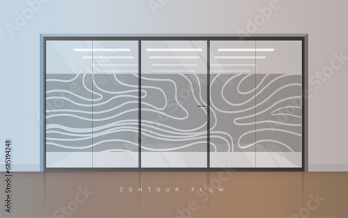 Wall Graphic - Vinyl Frosted Film - Contour Flow Theme - Stock Illustration