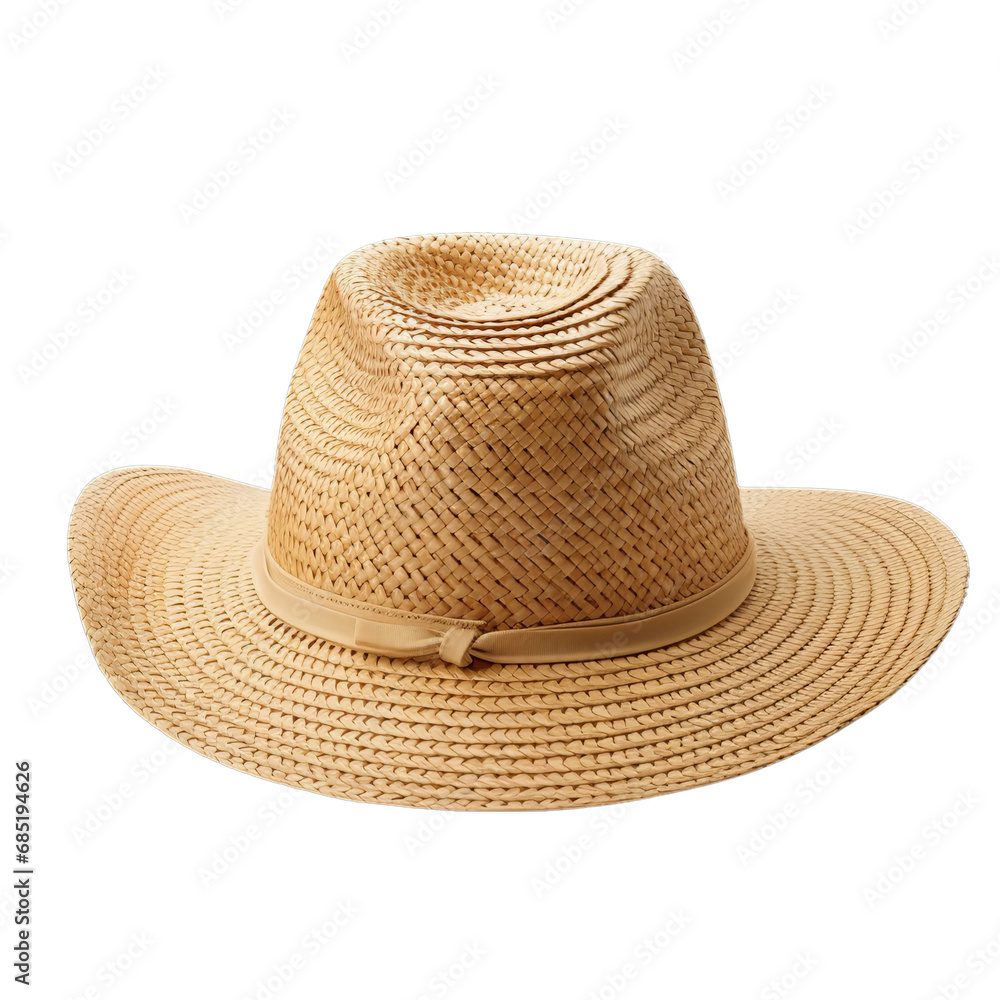 A Stylish Straw Hat with Classic Charm on a Clean White Background A Stylish Straw Hat with Classic Charm on a Clean White Background