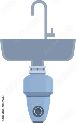 Kitchen waste disposer icon cartoon vector. Trash cleaning. Recycle bin