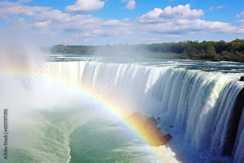 Spectacular rainbows at Canadian side of Niagara Falls