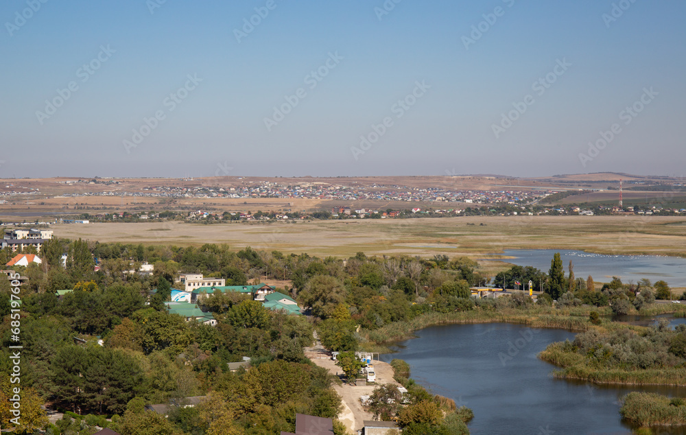 View of the Anapa River of Anapa from the Ferris wheel in summer in 2023
