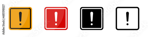 Caution icon. Hazard, warning icon set. Caution sign icons