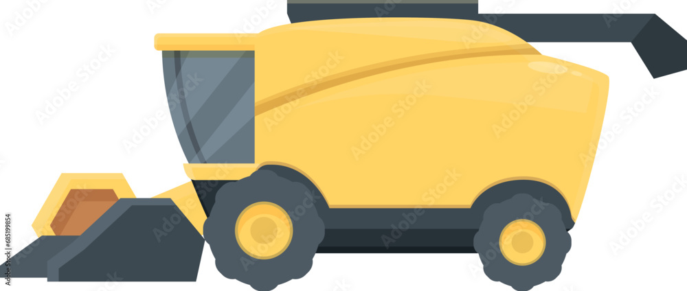 Summer combine harvester icon cartoon vector. Farm rural vehicle. Agricultural machine Summer combine harvester icon cartoon vector. Farm rural vehicle. Agricultural machine