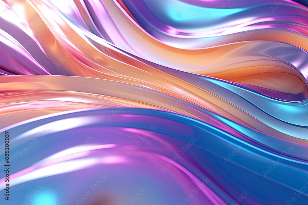 3D extruded abstract of flowing holographic color 3D extruded abstract of flowing holographic color