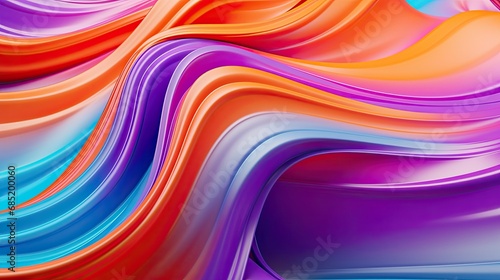 3D extruded abstract of flowing  holographic color