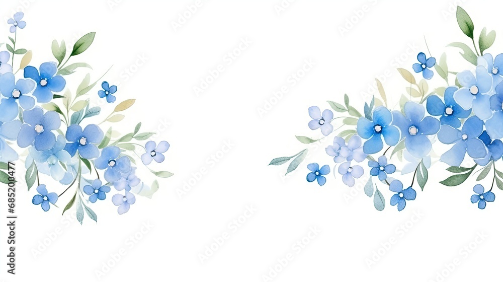 Fototapeta premium Forget me not border simple watercolor