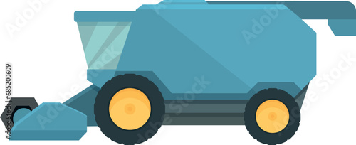 Barley combine harvester icon cartoon vector. Heavy machine. Transport village