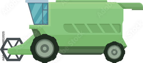 Green combine harvester icon cartoon vector. Farm vehicle. Business transport