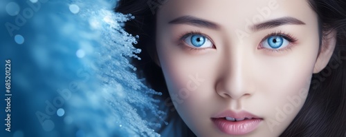 Asian Woman with Ice-Cold Eyes: Piercing, Serene, Enigmatic and Aloof, with a Cool Distant Gaze