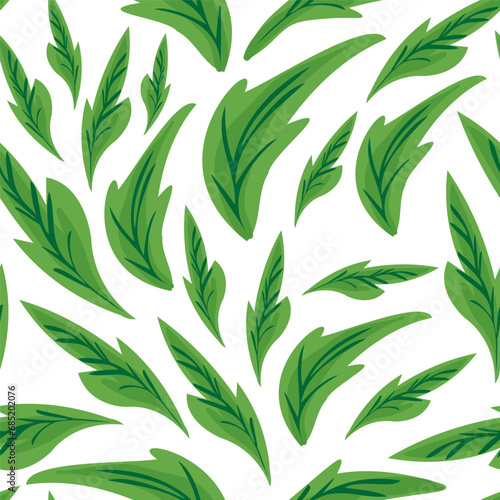 seamless pattern with leafs in vector.plant in semi-realistic style.pattern for wallpaper background print on fabric merch design