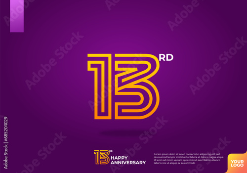 13th anniversary logotype with dark purple background