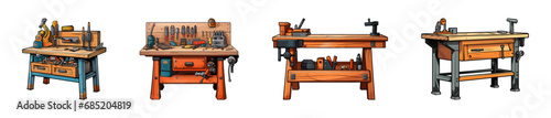 Cartoon workbench isolated on a white background. Vector illustration