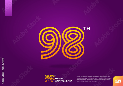 98th anniversary logotype with dark purple background