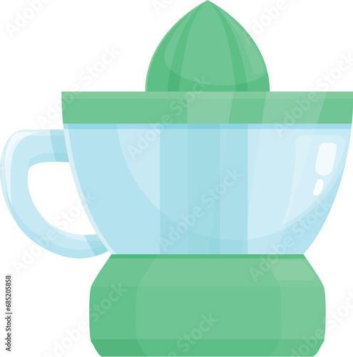 Handle juicer orange fruit icon cartoon vector. Home appliance. Blend ice podium