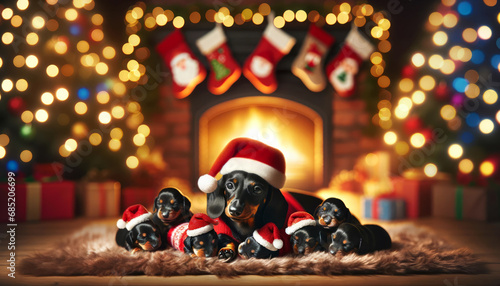 A Cozy Christmas with Dachshund Puppies.