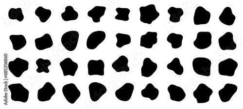 Organic blobs set icon. Random black cube drops simple shapes. Vector illustration