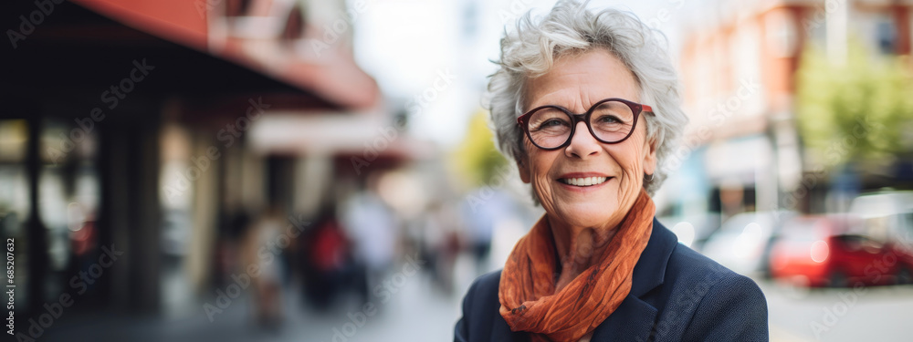 Smiling Senior Businesswoman in Urban Setting Smiling Senior Businesswoman in Urban Setting