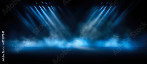 Awe-Inspiring Stage: Radiant Blue Spotlight in Hazy Setting
