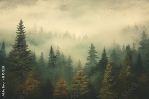 Enigmatic Pine Grove in Vintage Hues